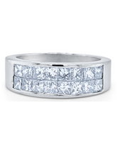 14K White Gold Diamond Bezel Corner Princess Cut Wedding Ring (1.66 ct)